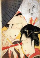 Hokusaï Jeune femme regardant au télescope